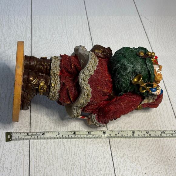 Santa Claus Figurine Holding Candy Cane & Teddy Bear  Holiday Decor - Picture 11 of 12